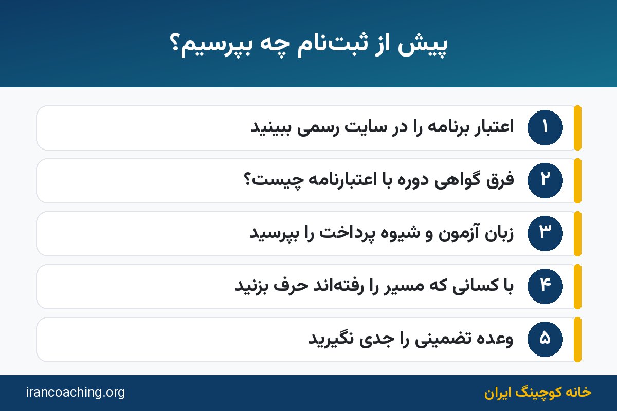 اینفوگرافیک نکات احتیاطی مدرک ICF برای فارسیزبانان و ایرانیان